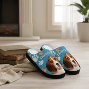 Custom Photo Upload Slippers with Paw Prints & American Flags product photo