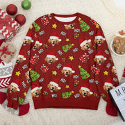 Custom Photo Upload Sweater with Santa Dog and HO Christmas Pattern product photo