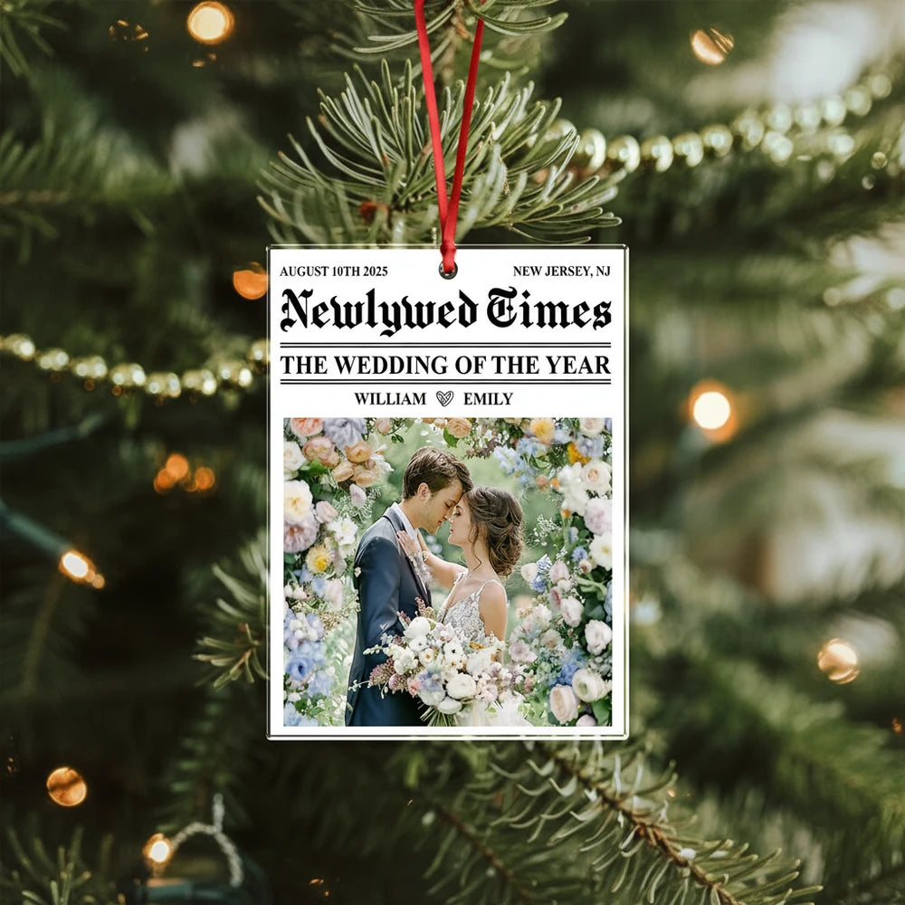 Custom Photo Wedding Accessory with Newlywed Times Newspaper Design product photo