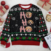 Custom Photo Upload Christmas Sweater with Ho Ho Ho and Snowflakes product photo