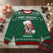 Custom Photo Upload Sweater with Merry Christmas Ya Filthy Animal product photo