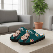 Custom Photo Upload Slippers with Daisies & Popcorn product photo