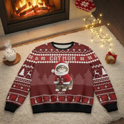 Custom Photo Upload Cat Mom Ugly Christmas Sweater with Santa Cat product photo