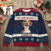 Custom Photo Upload This Human Belongs To Ugly Christmas Sweater product photo