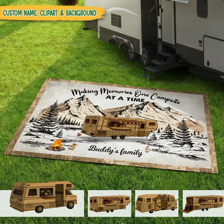 Custom Personalized Camping Rug with Mountain Scene & RV Graphic product photo