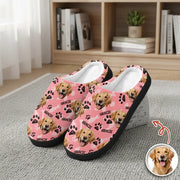 Custom Photo Upload Slippers with Dog Faces and Paw Prints product photo