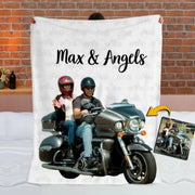 Custom Photo Upload Blanket with Motorcycle Pattern product photo