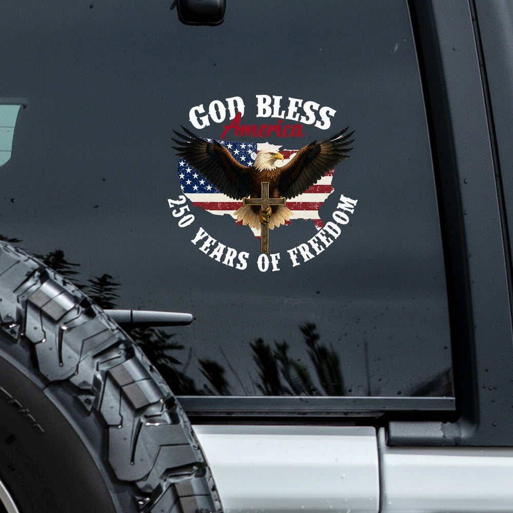 Custom Personalized God Bless America Eagle & Flag Sticker product photo