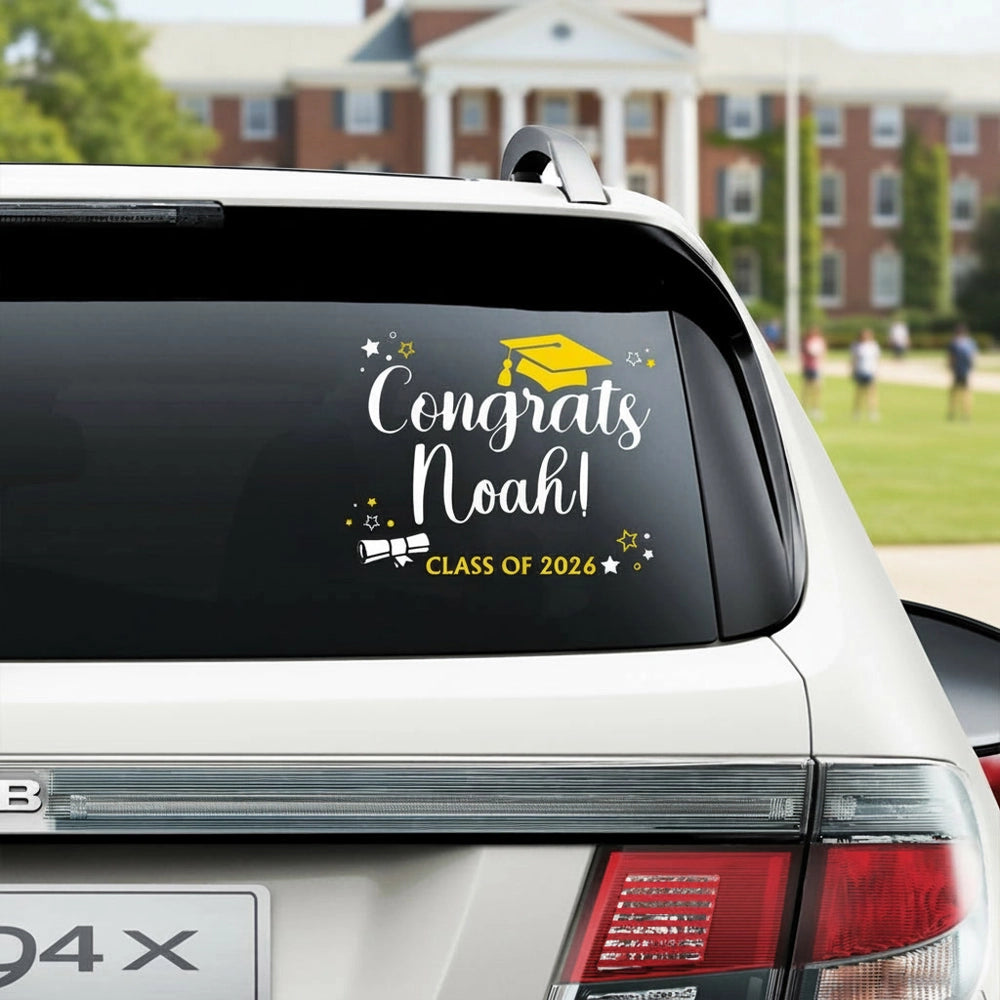 Custom Personalized Graduation Sticker with Red Cap and Diploma product photo
