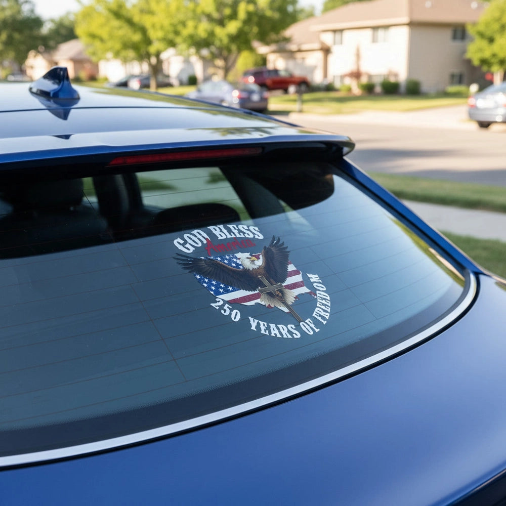 Custom Personalized God Bless America Eagle & Flag Sticker product photo