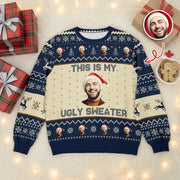 Custom Photo Upload Sweater with This Is My Ugly Sweater Text product photo