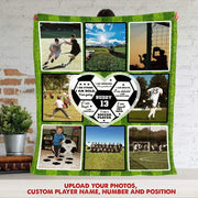 Custom Photo Upload Blanket with Soccer Ball Heart and Green Field product photo