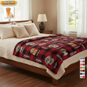 Custom Photo Upload Blanket with Colorful Plaid Pattern product photo