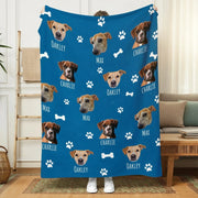 Custom Photo Upload Blanket with Paw Prints & Dog Bones product photo