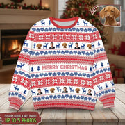Custom Photo Upload Sweater with Merry Christmas Fair Isle Pattern product photo