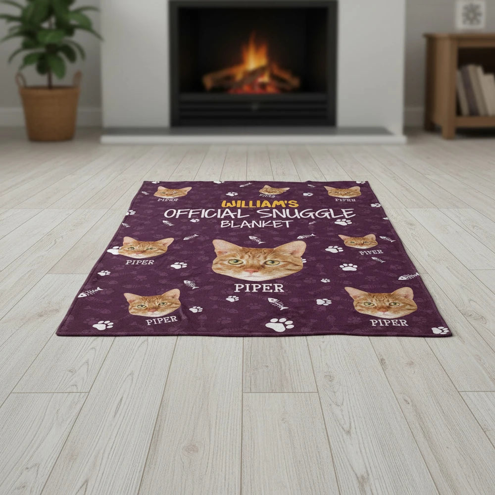 Custom Photo Upload Official Snuggle Blanket with Cat & Paw Prints product photo