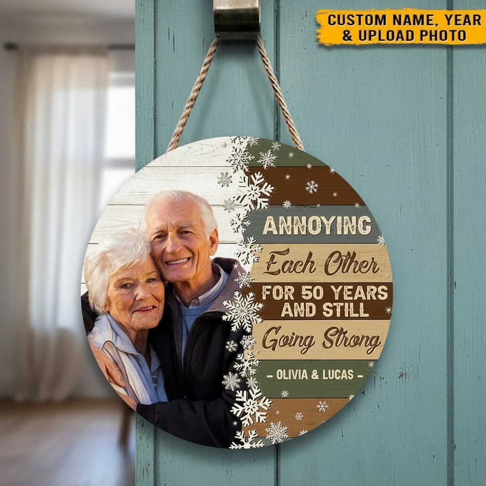 Custom Photo Door Sign with Annoying Each Other and Going Strong product photo
