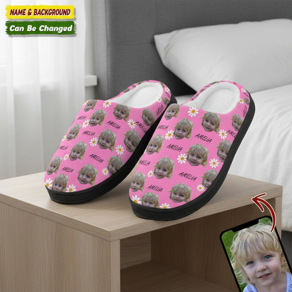 Custom Photo Upload Slippers with Pineapple Pattern on Blue product photo