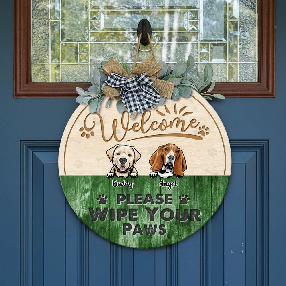 Custom Personalized Dog Door Sign - Please Wipe Your Paws product photo
