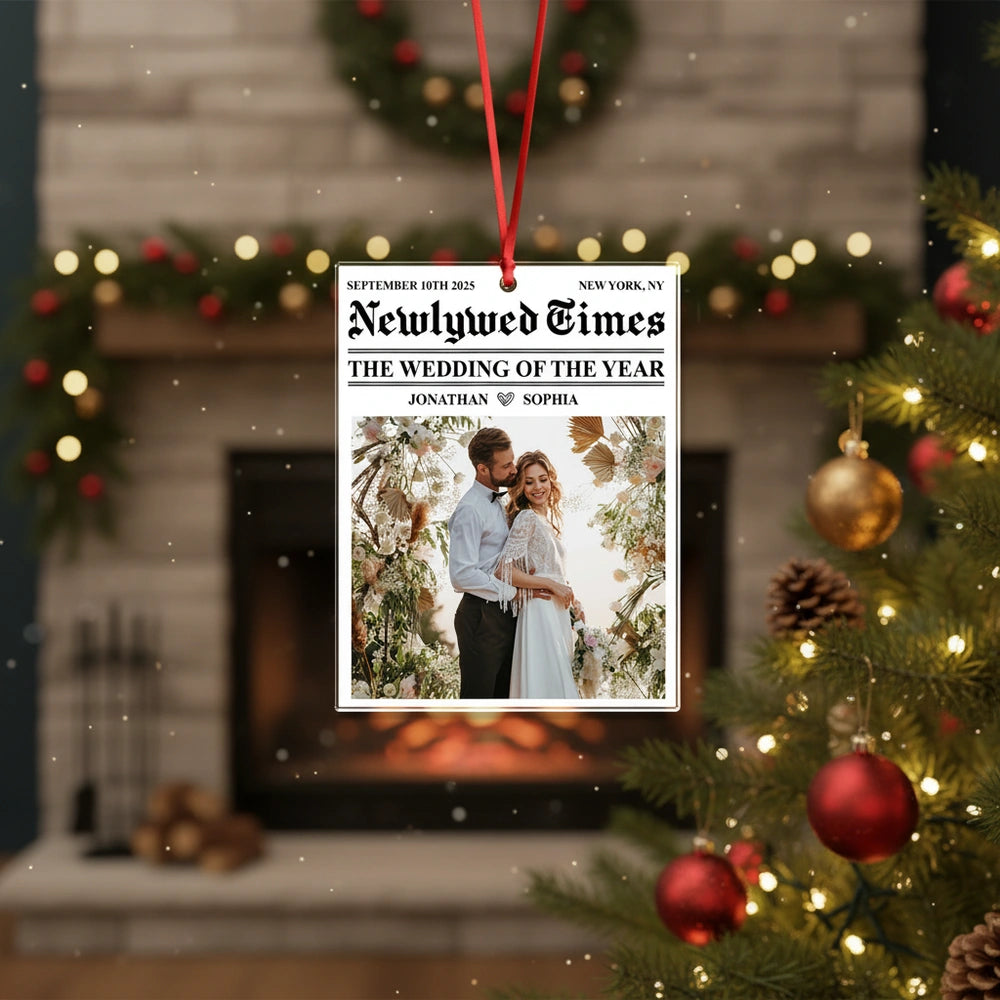 Custom Photo Wedding Accessory with Newlywed Times Newspaper Design product photo