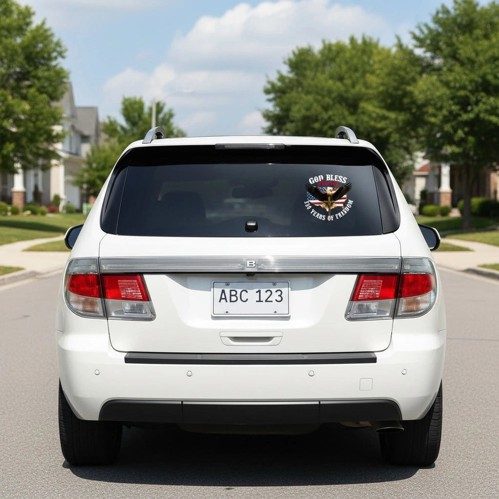 Custom Personalized God Bless America Eagle & Flag Sticker product photo