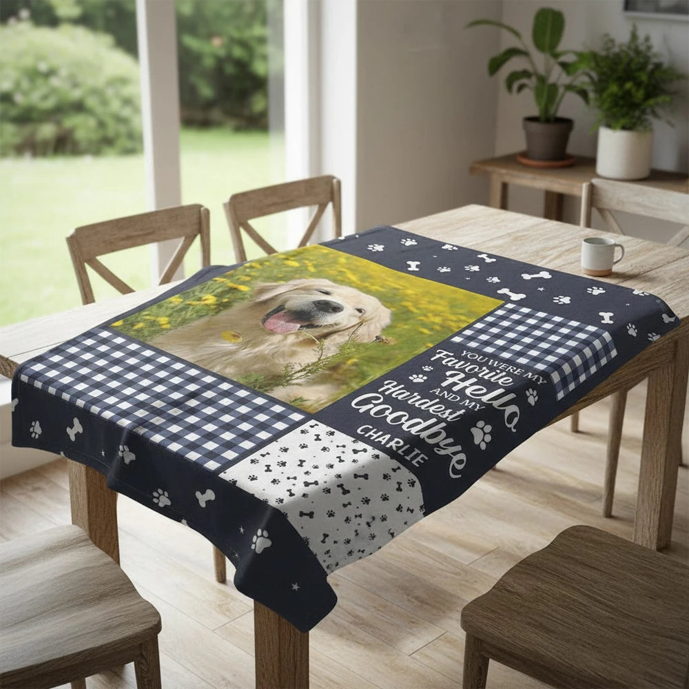 Custom Photo Upload Blanket with Paw Prints & Gingham Patches product photo