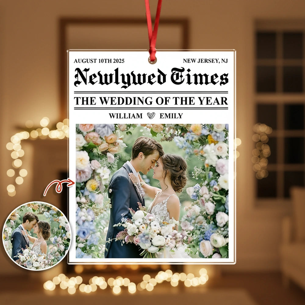 Custom Photo Wedding Accessory with Newlywed Times Newspaper Design product photo