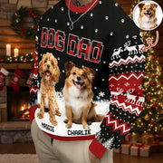Custom Photo Upload Dog Mom Sweater with Snowflakes & Paw Prints product photo