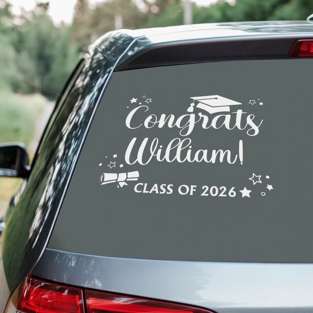 Custom Personalized Graduation Sticker with Red Cap and Diploma product photo