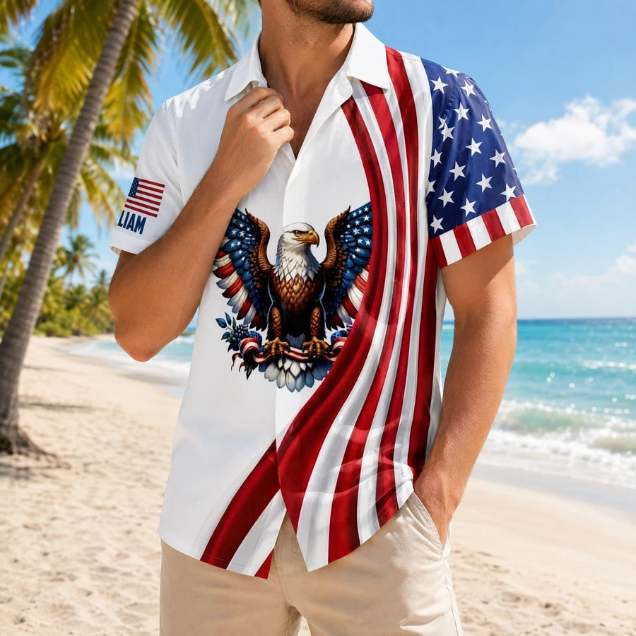 Custom Name American Pride Hawaiian Shirt - product care and notice