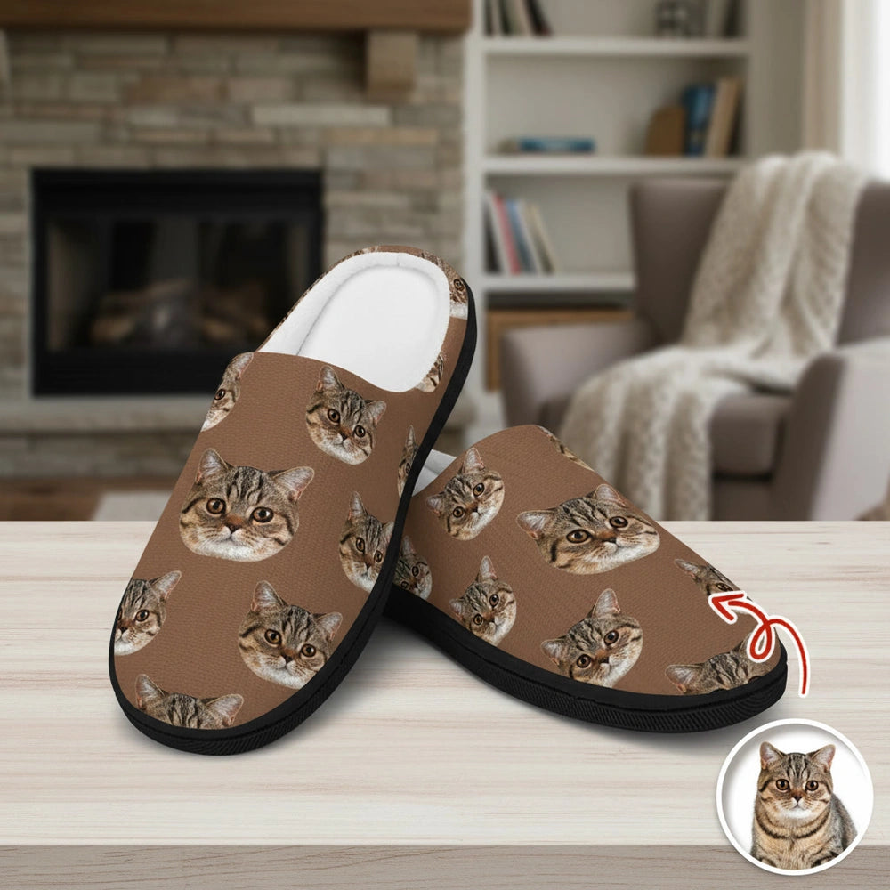 Custom Photo Upload Slippers with Dog Face Pattern product photo