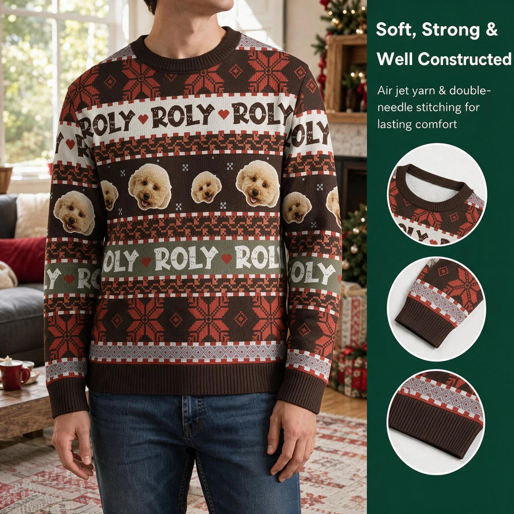 Custom Photo Upload Roly Poly Dog Ugly Christmas Sweater S5SPG
