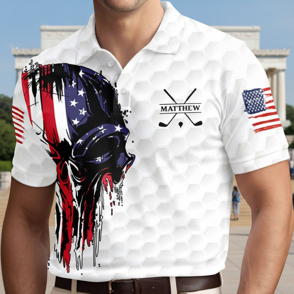 Personalized American Skull Flag Polo Shirt EPJQ3