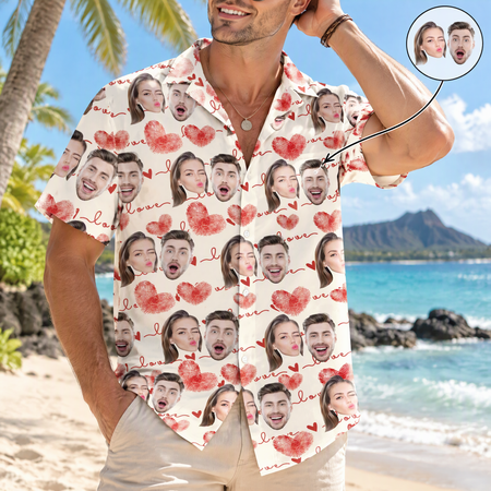 Custom Couple Heart Pattern Hawaiian Shirt — Couple Gift 9BYR3