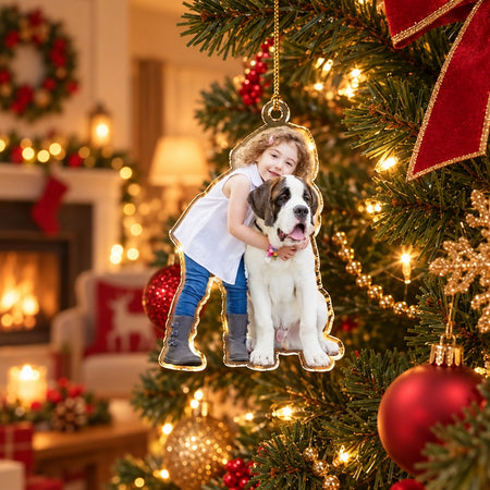 Custom Photo Upload Acrylic Ornament with Golden Chain MYA5N