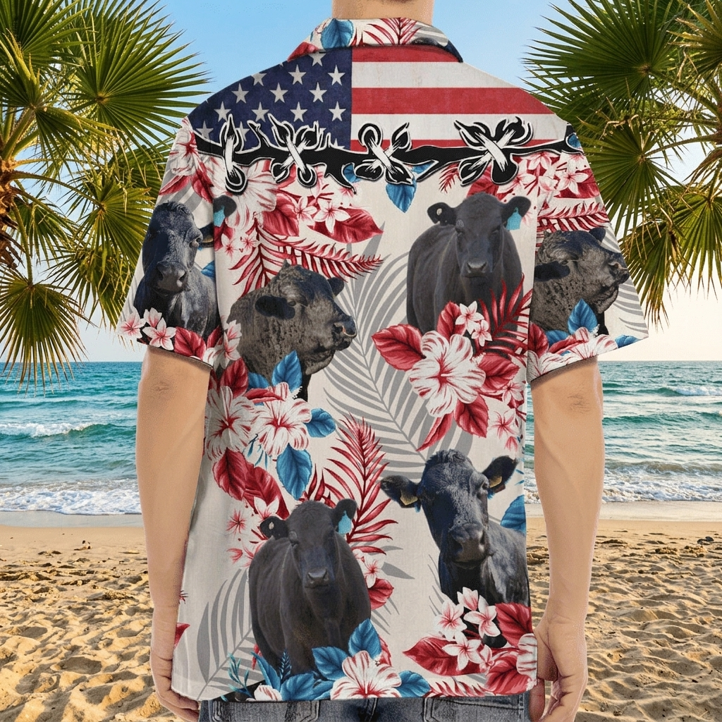 Cow American Flag Hawaiian Shirt, Upload Photo