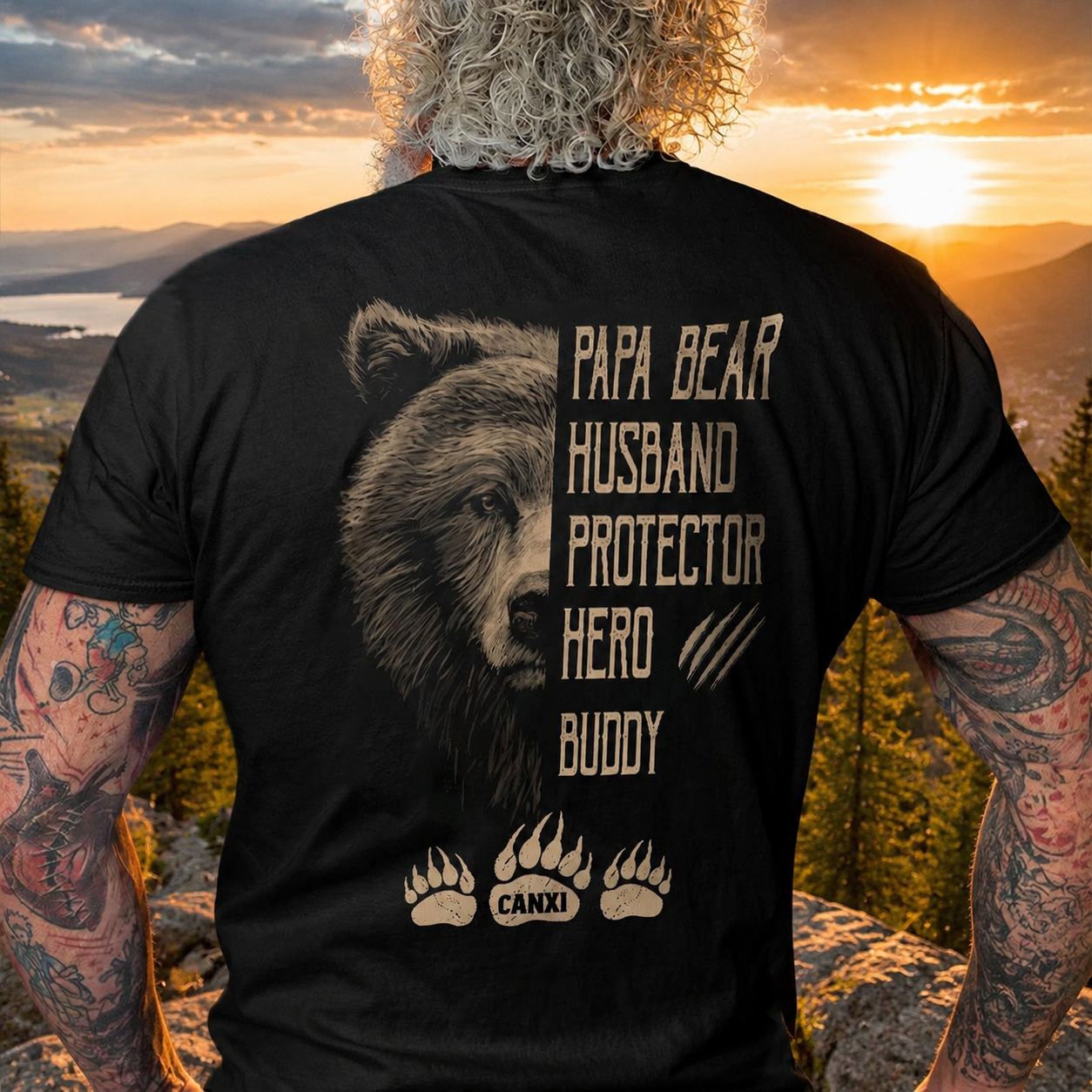 Custom Papa Bear Husband T-Shirt — Gift for Him DJ2D2