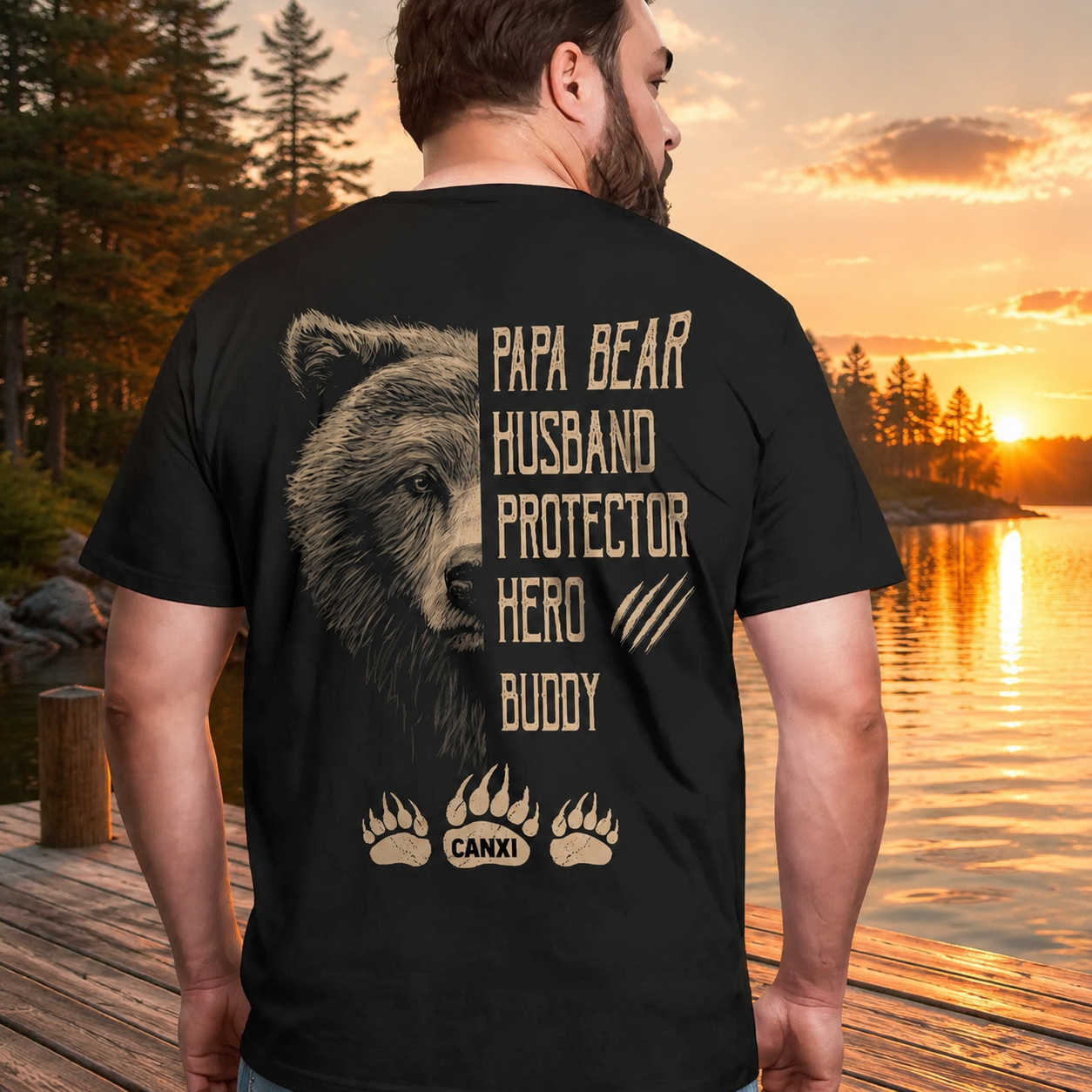 Custom Papa Bear Husband T-Shirt — Gift for Him DJ2D2