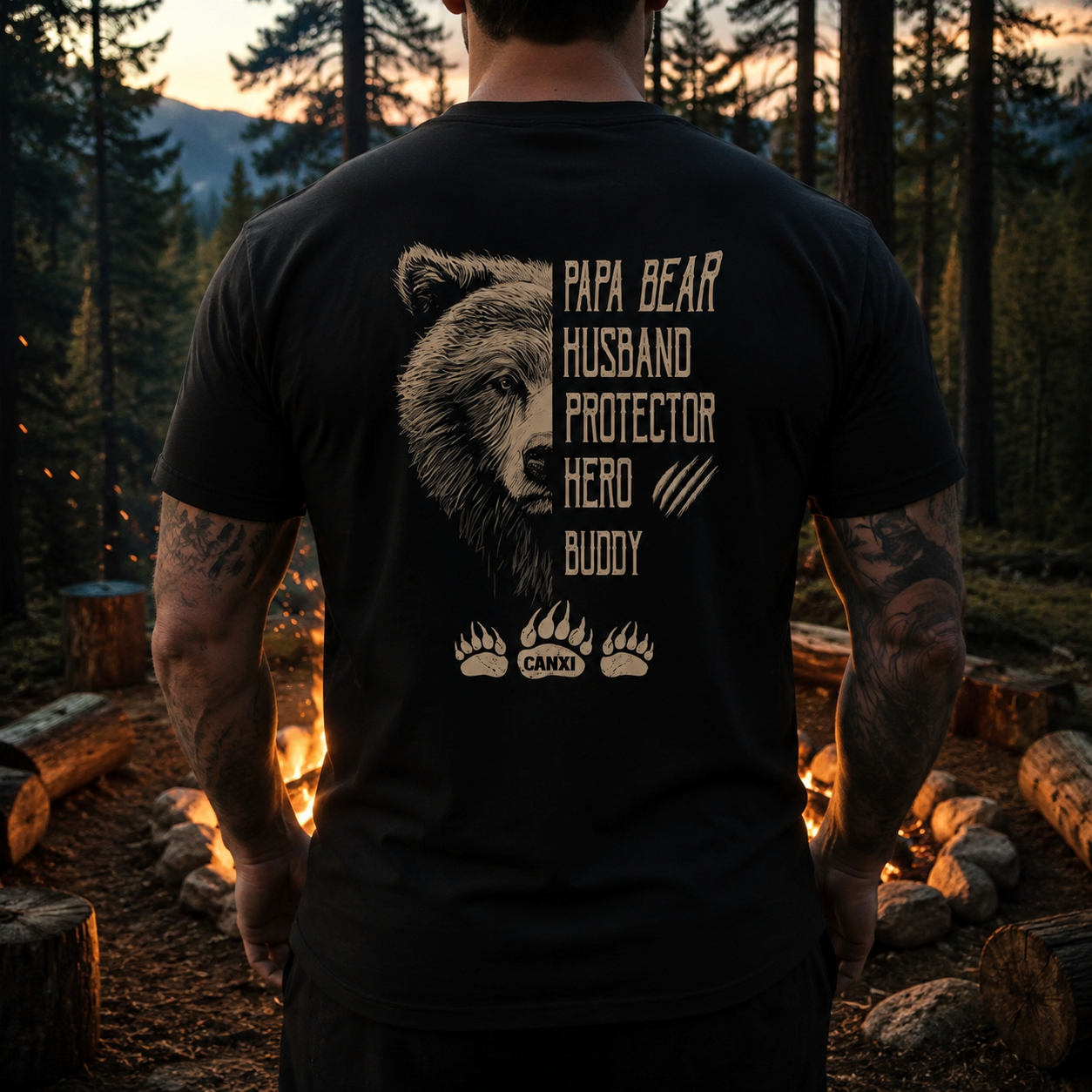Custom Papa Bear Husband T-Shirt — Gift for Him DJ2D2