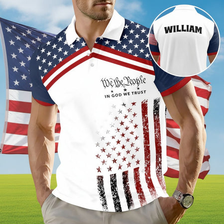 Custom Name We The People Patriotic Polo Shirt WMH7K