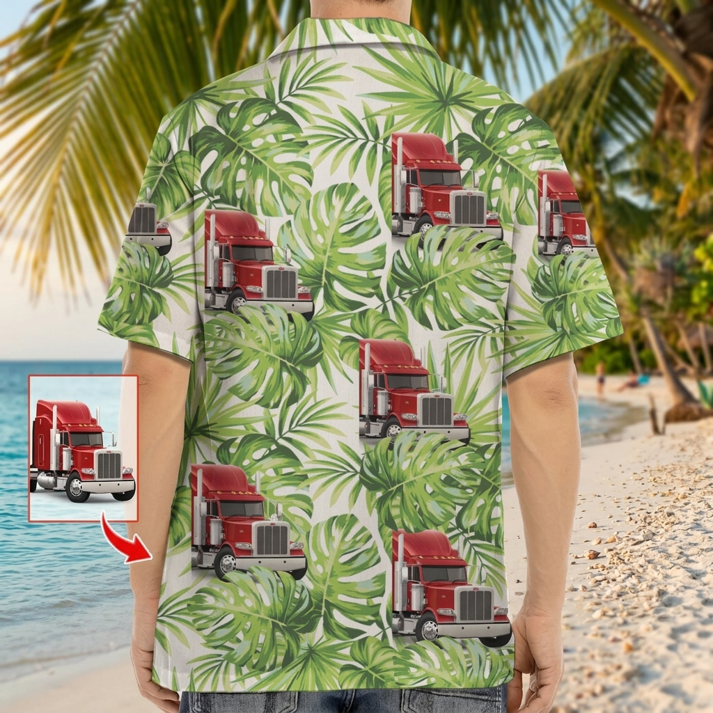 Upload Truck Photo Hawaiian Shirt,