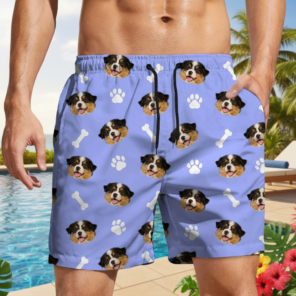 Custom Photo Face Dog With Bone Beach Short JRPDD
