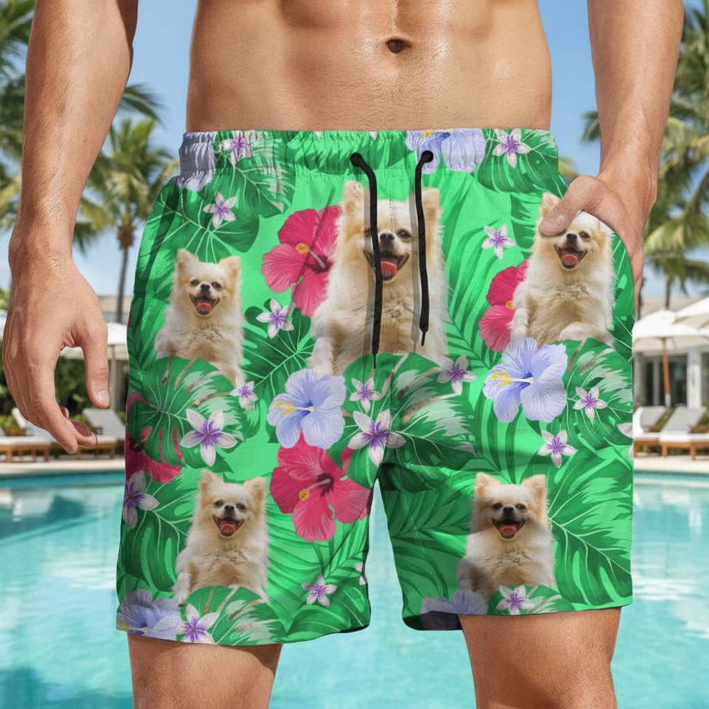 Custom Funny Dog Photo Tropical Beach Short Y39MC