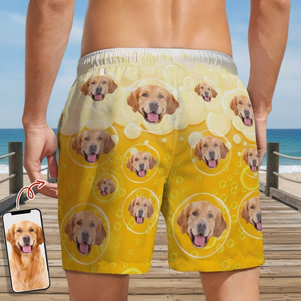 Custom Dog Photo With Beer Beach Short FMPEF