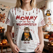 Custom Photo Upload Mommy Daddy of the Meownster Halloween T-Shirt W55Z4