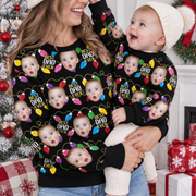 Custom Photo Upload Sweater with Best Dad Ever & Christmas Lights NCW46