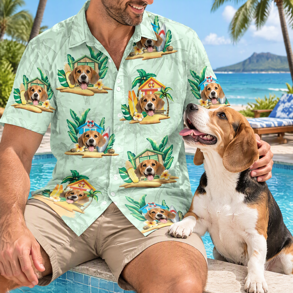 Custom Dog Tropical Mens Hawaiian Shirt — Gift for Dog Lovers B4VP6
