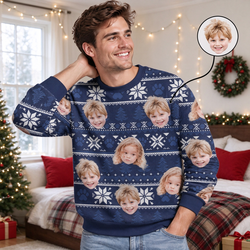 Funny Face May Your Christmas Be Hairy And Bright Ugly Sweater E3YFK