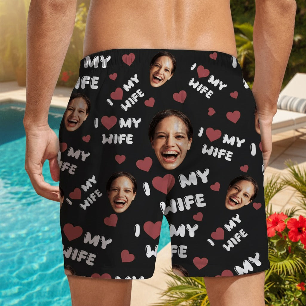 Custom Photo I Love My Wife Girlfriend Beach Short TW7K9