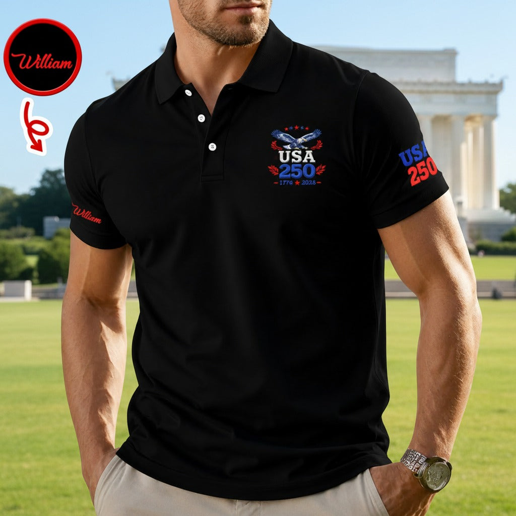 Custom Name USA 250 1776-2026 Polo Shirt MRVW5